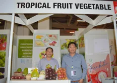 Mr Huynh Le Linhg Vu (Right) and his colleague of Tropical Fruit Vegetable Co. Ltd. The company deals mostly in passion fruit, fresh coconut, dragon fruit and rambutan.
